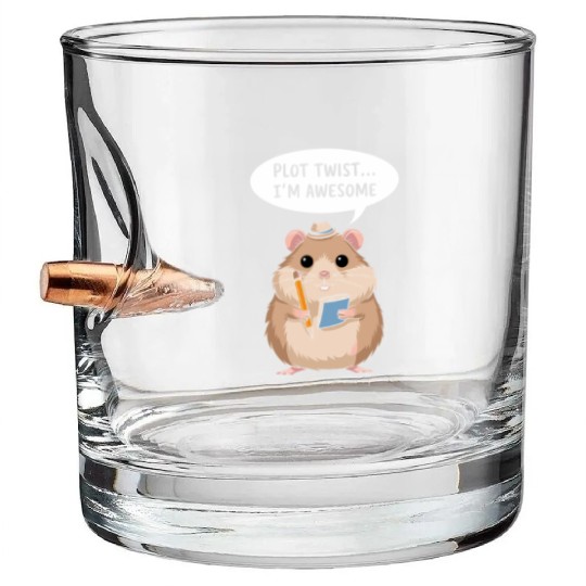 Hamster Writer Author Plot Twist I'm Awesome Bullet Whiskey Glasses