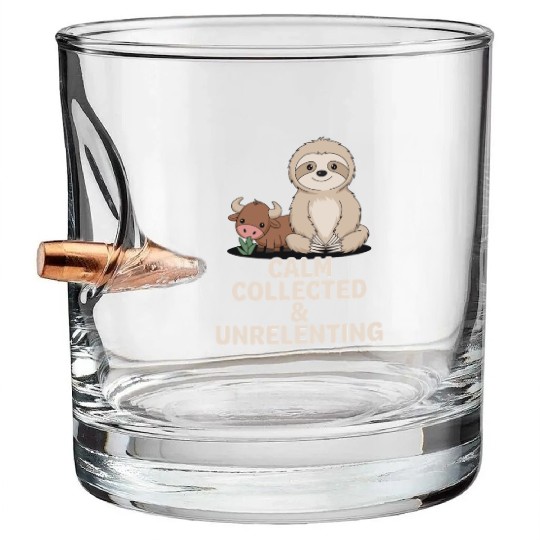 Taurus Zodiac Sloth Calm Collected & Unrelenting Bullet Whiskey Glasses