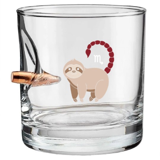 Scorpio Zodiac Sloth with Scorpio Sign Tail Bullet Whiskey Glasses