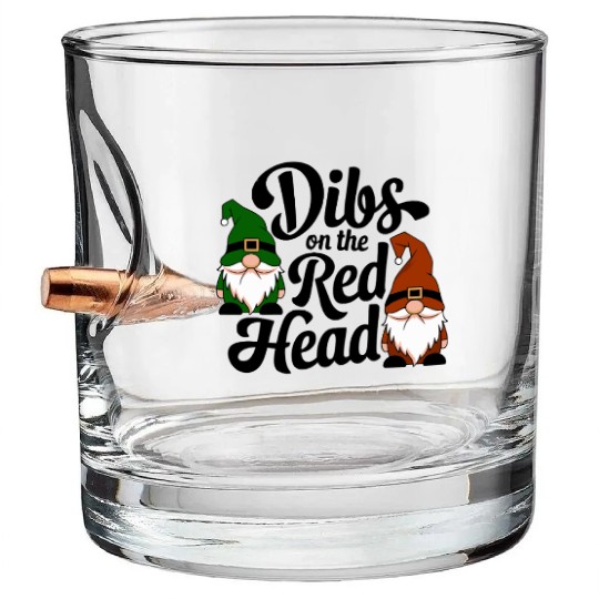 Dibs On The Red Head Irish Gnomes Funny Saint Patr Bullet Whiskey Glasses