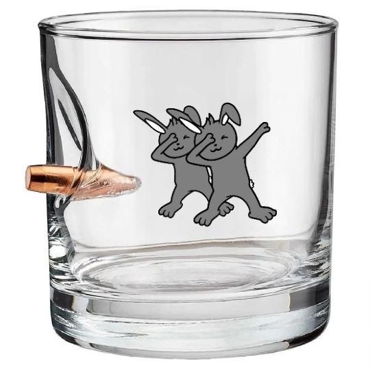 2 Rabbits Dabbing Dab Dance Pose Dancing Friends Bullet Whiskey Glasses