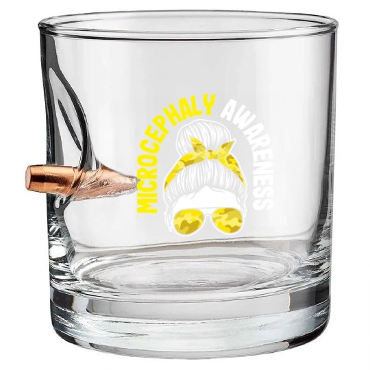 Microcephaly Awareness Yellow Bandana Shades Bullet Whiskey Glasses