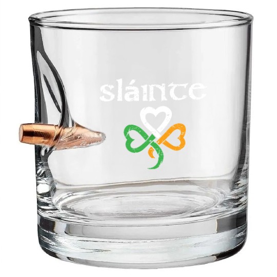 Slainte St Patricks Day Irish Cheers Good Health Bullet Whiskey Glasses