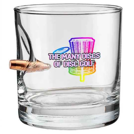 Many Discs of Disc Golf Hobby Golfer Activities Bullet Whiskey Glasses