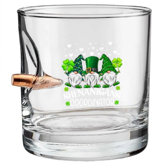 Shenanigans Coordinator St. Patricks Day Gnomes Bullet Whiskey Glasses