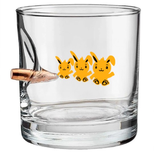 3 Rabbits Three Friends Team Crew Waving Sitting Bullet Whiskey Glasses