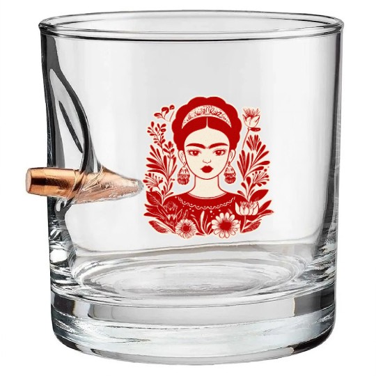 Frida Kahlo Illustration Feminist Art Bullet Whiskey Glasses