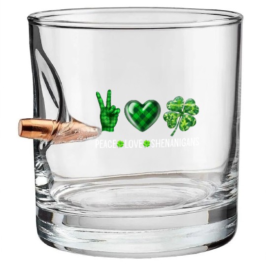 Peace Love Shenanigans St. Patrick's Day Bullet Whiskey Glasses