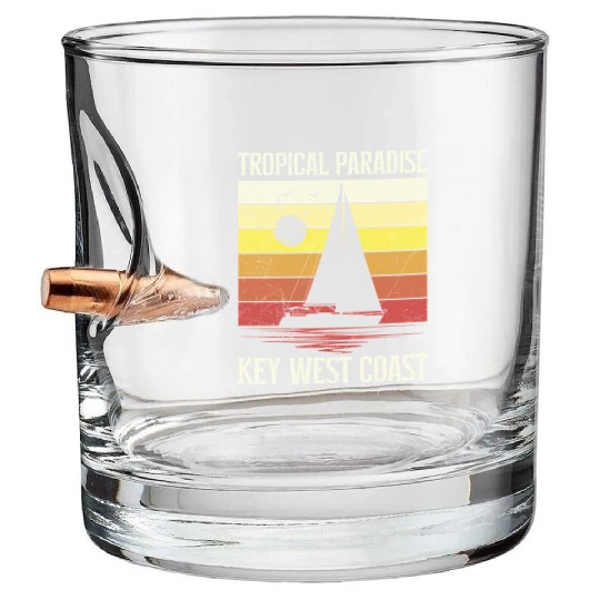 Florida TROPICAL PARADISE KEY-WEST COAST Bullet Whiskey Glasses