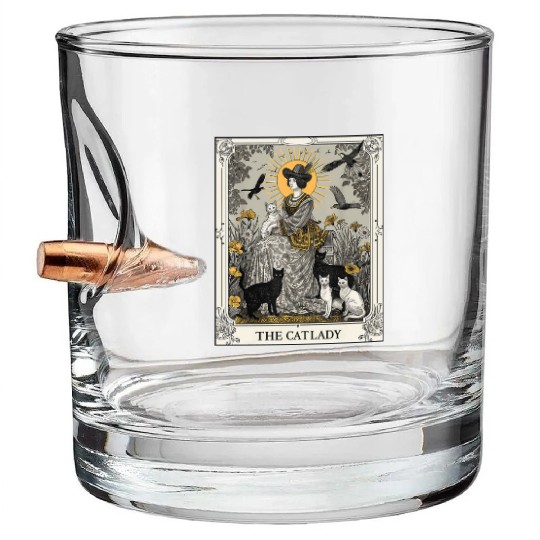 The Cat Lady Tarot Card Vintage Gothic Cat Mom Bullet Whiskey Glasses