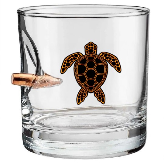 Neon Lava Sea Turtle Design Bullet Whiskey Glasses