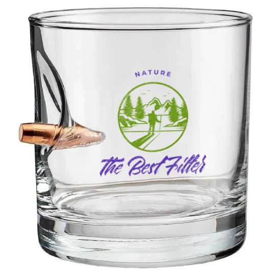 Hiking in nature to clear mind and body Bullet Whiskey Glasses