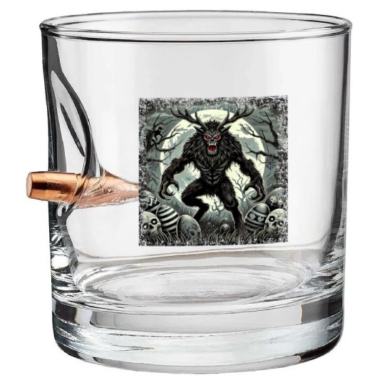 Wendigo Monster Deer Easter Werewolf Creepy Bullet Whiskey Glasses