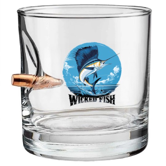 Wicked Fish Sailfish Adventure Ocean Breeze Bullet Whiskey Glasses