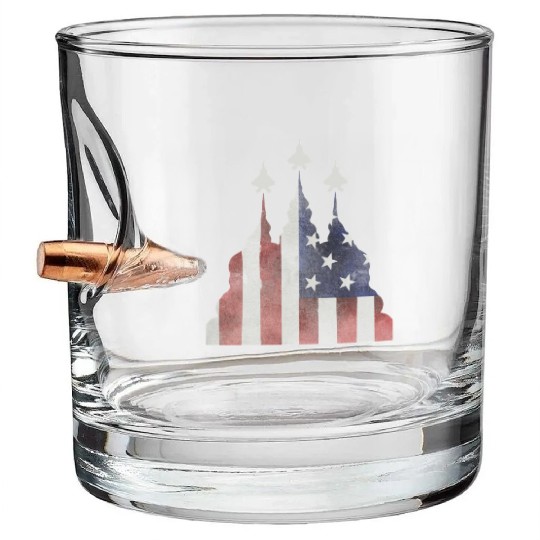 Patriotic Flyby F-22 Raptor Bullet Whiskey Glasses