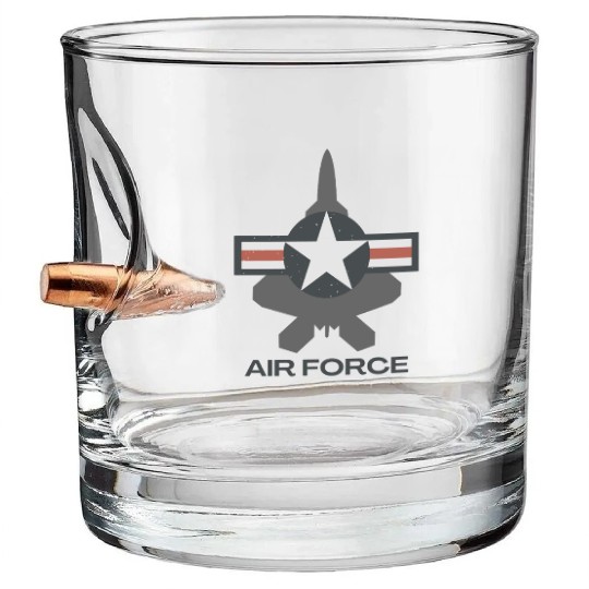 F-22 Raptor Patriotic Roundel Bullet Whiskey Glasses