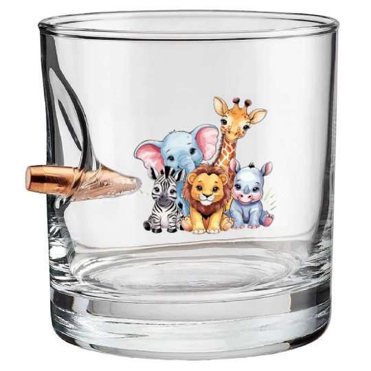 Cute Safari Adventures: Adorable Baby Animals Bullet Whiskey Glasses