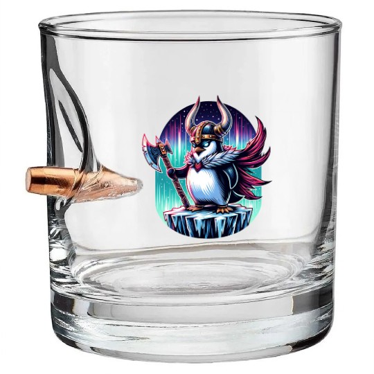 Viking Penguin Warrior Under Northern Lights Bullet Whiskey Glasses
