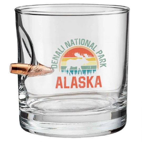 Denali National Park Alaska Moose Hiking Nature Bullet Whiskey Glasses