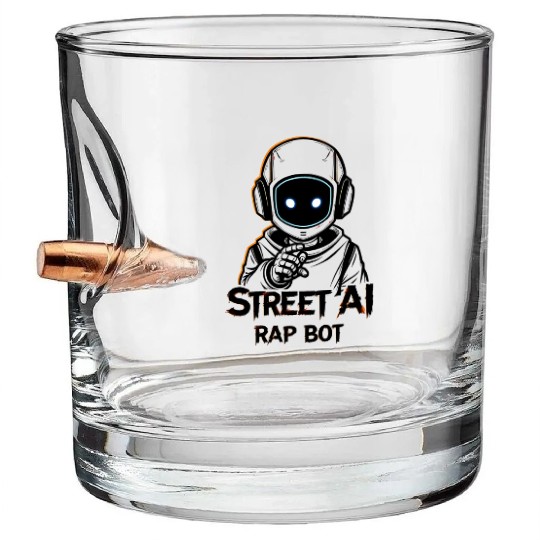 Street AI Rap Bot – Futuristic Hip-Hop Astronaut D Bullet Whiskey Glasses