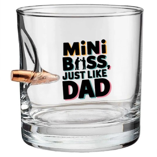 Mini Boss Just Like Dad – Father & Son Matching Bullet Whiskey Glasses