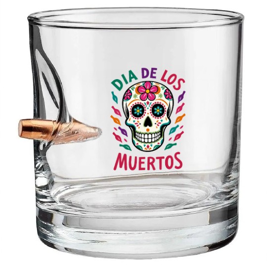 Mexico Día de los Muertos Skull Bullet Whiskey Glasses