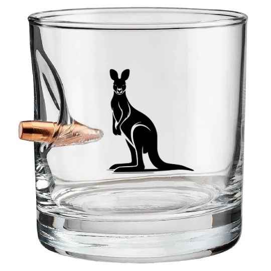 Marsupials Of The Wild Kangaroo Silhouette Bullet Whiskey Glasses