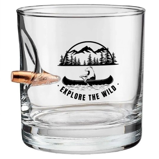Explore the Wild | Forest Bear Canoe Adventure Bullet Whiskey Glasses