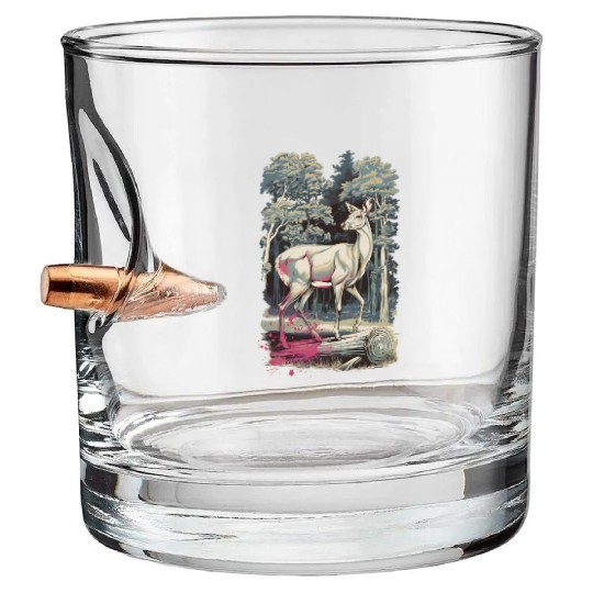 Deer in the forest 2 Bullet Whiskey Glasses