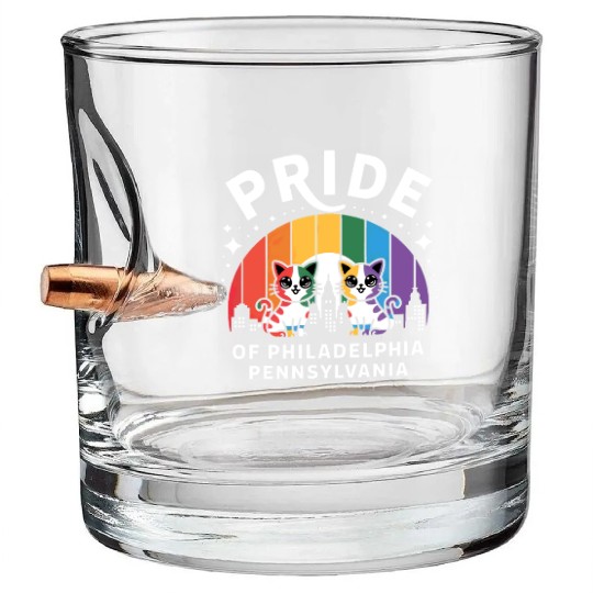 Pride of Philadelphia City Pennsylvania USA Rainbo Bullet Whiskey Glasses