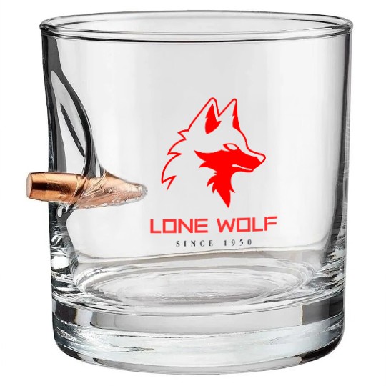 lone wolf red logo Bullet Whiskey Glasses