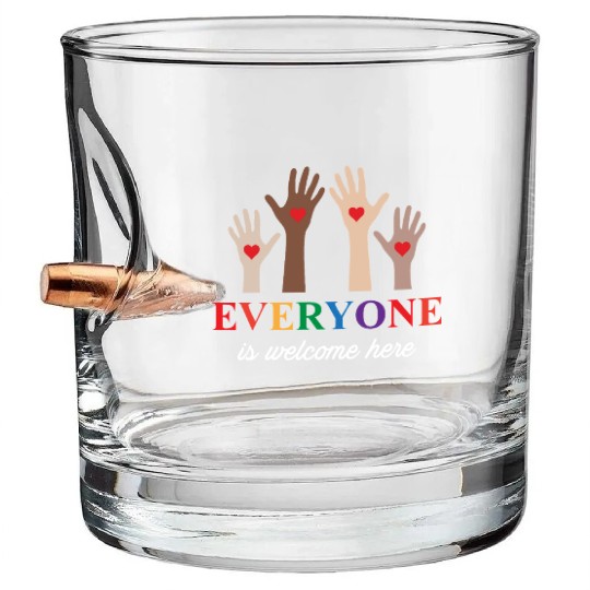 Everyone Is Welcome Here Idaho Teacher Bullet Whiskey Glasses