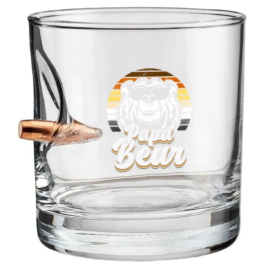 Papa Bear Gay Pride Cool Bear Flag Retro Style Bullet Whiskey Glasses