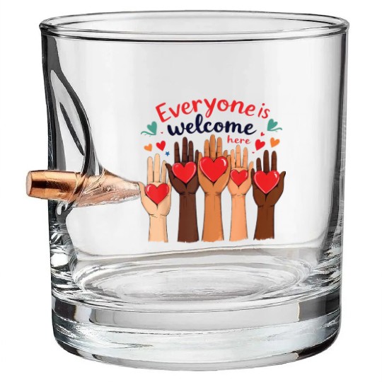 Everyone Is Welcome Here Idaho Teacher Bullet Whiskey Glasses
