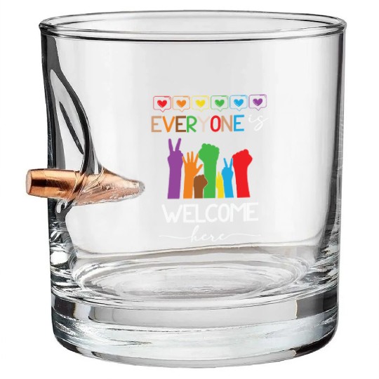 Everyone Is Welcome Here Idaho Teacher Bullet Whiskey Glasses