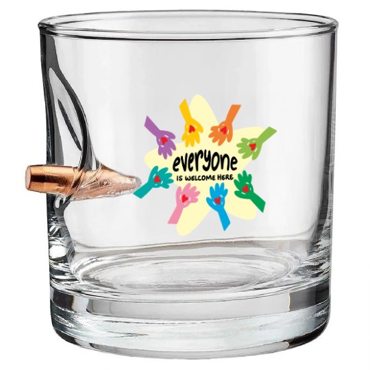 Everyone Is Welcome, Idaho Teacher, teacher, idaho Bullet Whiskey Glasses