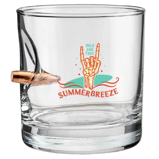 Wild And Free Summer Breeze Skeleton Hand Bullet Whiskey Glasses
