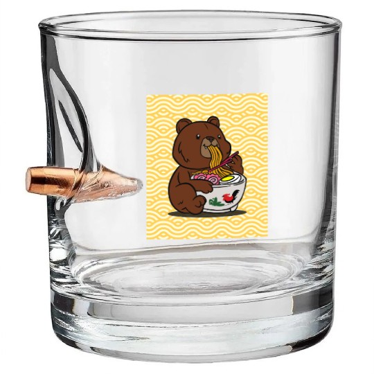 Cute Bear Ramen - Kawaii Cartoon Brown Bear Bullet Whiskey Glasses