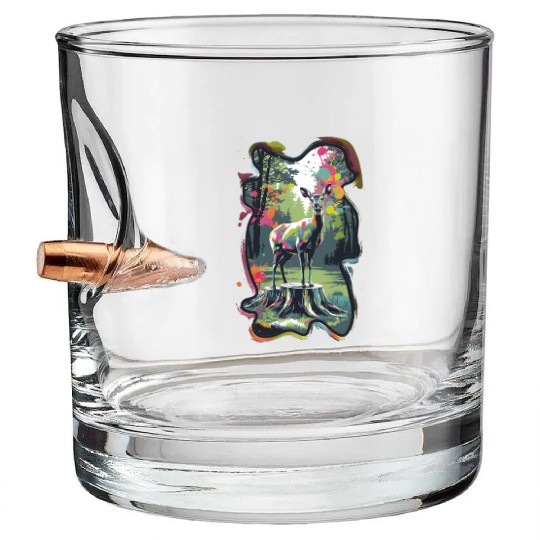 Deer in the forest 8 Bullet Whiskey Glasses