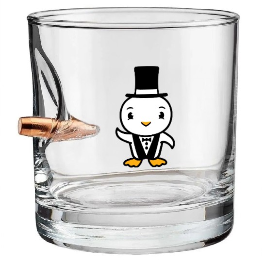 Bird Husband Top Hat Suit Wedding Rich Duck Groom Bullet Whiskey Glasses