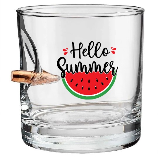 Hello Summer Watermelon Sweet Summer Bullet Whiskey Glasses