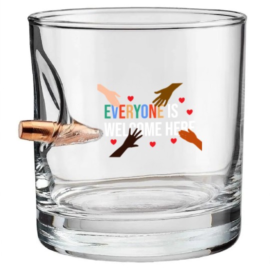 Everyone is welcome here Idaho Teacher Bullet Whiskey Glasses