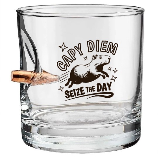 Capy Diem Seize the Day for Capybara enthusiasts Bullet Whiskey Glasses