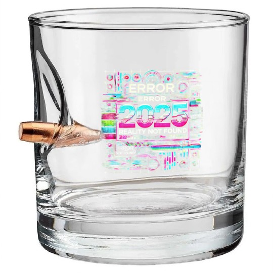 Futuristic Glitch Aesthetic Cyberpunk Design Bullet Whiskey Glasses