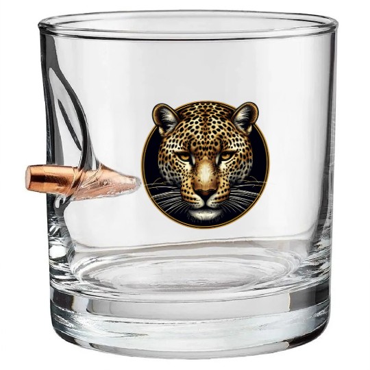 the face of a jaguar Bullet Whiskey Glasses