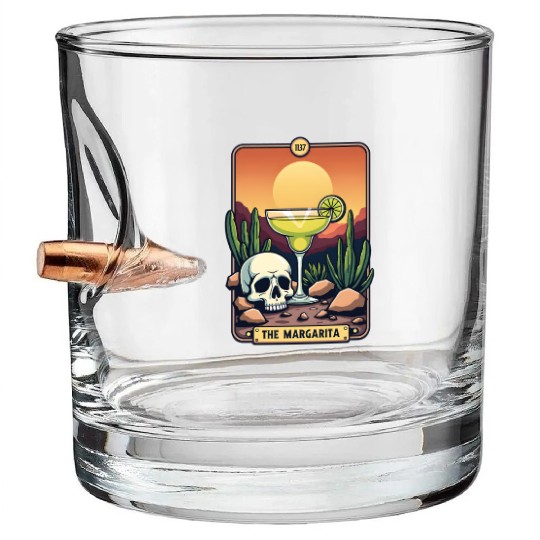 Mexican Cinco De Mayo The Margarita Tarot Card Bullet Whiskey Glasses