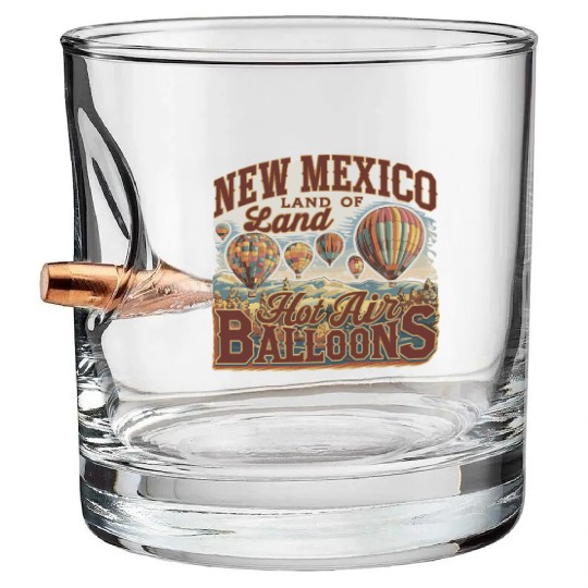 New Mexico Land of Hot Air Balloons Adventure Bullet Whiskey Glasses