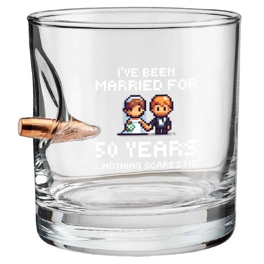 Couples Married 50 Years - Funny 50th Wedding Anni Bullet Whiskey Glasses