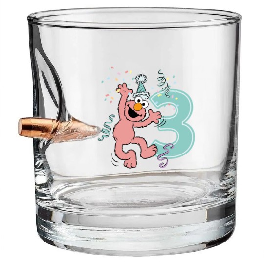 Sesame Street Birthday Design With Elmo 3 Years Bullet Whiskey Glasses