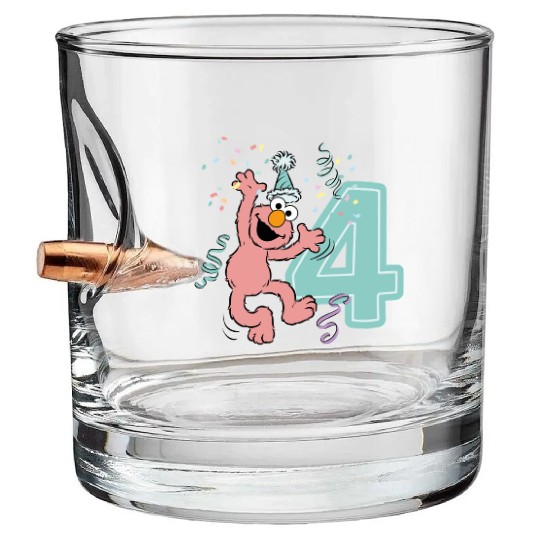Sesame Street Birthday Design With Elmo 4 Years Bullet Whiskey Glasses